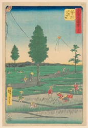 Fukuroi: Berühmte Totomi-Drachen (Fukuroi, meibutsu Ensu tako) aus der Serie 53 Stationen von Tokaido