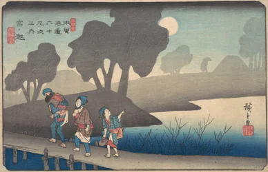 Mondnacht in Miyanokoshi, aus Die neunundsechzig Stationen des Kisokaido, ca. 1838
