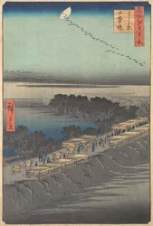 „Nihon-Damm in Yoshiwara“ aus der Serie Einhundert berühmte Ansichten von Edo, 1857