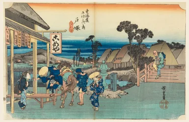 Totsuka-Teestube, in Die dreiundfünfzig Stationen der Tokaido-Straße (Tokaido Gojusan Tsugi-no Uchi)