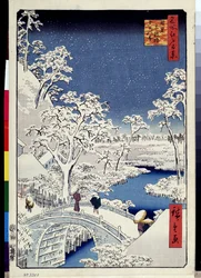 Yuhi-Hügel und die Trommelbrücke in Meguro (Hundert berühmte Ansichten von Edo)