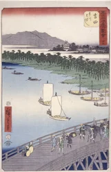 Station 35, Yoshida; Kyoka Tokaido Serie (Figuren im Vordergrund)