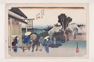 Totsuka: Motomachi-Gabelung (Farbholzschnitt)