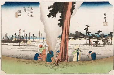 Winteransicht, Hamamatsu, aus der Serie Die dreiundfünfzig Stationen des Tokaido, ca. 1834