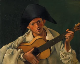 Büste eines Harlekins mit Gitarre