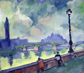 Blick auf die Themse an der Westminster Bridge, ca. 1905-06