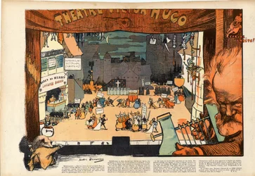 Theater von Victor Hugo von André Devambez, Karikatur in „Le rire“ von 1902