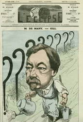 Karikatur von Francois Cesaire de Mahy (1830-1906), französischer Arzt, Journalist und Politiker. Titelblatt in "L