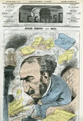 Karikatur von Jules Simon (1814-1896), Politiker, Philosophiehistoriker, Philosoph, französischer Essayist. Titelblatt in „L