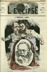 Les Peuples, mit Clément Duvernois (1836-1879), Pierre-Joseph Proudhon (1809-1865) und Jules Vallès (1832-1885), Schriftstellern und Politikern. Titelblatt in „L