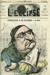 Louis Ulbach dit Ferragus (1822-1889), Chefredakteur der Zeitung „La Cloche“, französischer Schriftsteller und Journalist. Titelblatt in „L