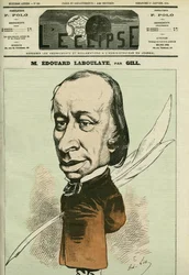 Porträt von Edouard Rene de Laboulaye (1811-1883), französischer Jurist, Dichter und Politiker, er war auch der Erfinder der Freiheitsstatue. Titelblatt in "L