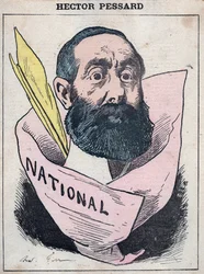 Porträt von Hector Pessard, französischer Journalist und Besitzer der Zeitung „Le National“, Karikatur von Andre Gill, in „Les Hommes d