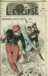 Schuhe Nationales, Otto von Bismarck (1815-1898) tauscht seine Stiefel gegen die Holzschuhe der Mosel. Cover in „L