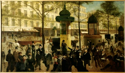 Skizze für ein Panorama des Boulevard Montmartre mit zeitgenössischen Pariser Persönlichkeiten