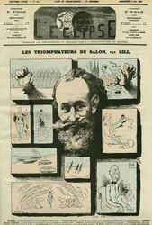 Die Triumphatoren des Salons oder der Triumph der Abwesenheit von Édouard Manet (1832-1883), französischer Maler. Titelbild in „L