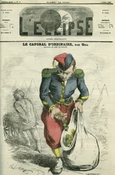 Der übliche Korporal, ein Soldat, der einen Garten im Lager von Chalons anlegt. Titelblatt in „L