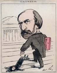 Wladimir Gagneur (1807-1889) Fourierist und sozialistischer Ökonom, Abgeordneter des Jura (1873) - Karikatur von Andre Gill in „Les Hommes d