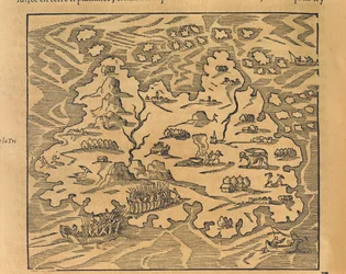Karte von Trinity Island in den Antillen aus Universal Cosmography