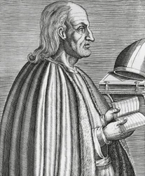 Porträt von Anselm von Canterbury, auch bekannt als Anselm von Aosta (1033-1109), Heiliger, Theologe und Kirchenlehrer, Erzbischof von Canterbury, Gravur von 1584 von Andre Thevet (1502-1590)