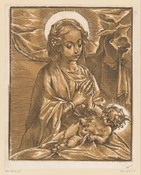 Maria betet das Christuskind an