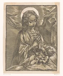 Maria betet das Christuskind an