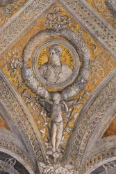 Herzogspalast: Gewölbe der Brautkammer oder Camera Picta, ein Raum im Nordostturm des Schlosses von San Giorgio in Mantua, berühmt für den Freskenzyklus von Andrea Mantegna