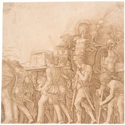 Soldat, der Trophäen trägt