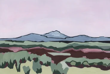 Rosa Himmel und abstraktes Land, 2024