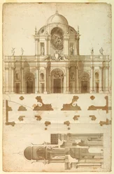 Vorgeschlagene Erhebung, Schnitt und Plan für die Fassade von San Giovanni, Laterano, Rom, Italien