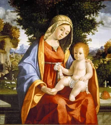 Madonna mit Kind in Landschaft