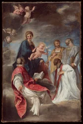 Die Madonna und das Kind mit den Heiligen Ignatius von Loyola, Franz Xaver, Cosmas und Damian