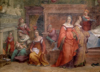 Die Geburt der Jungfrau Maria (Detail)