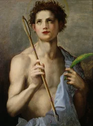 Der heilige Sebastian mit zwei Pfeilen und der Märtyrerpalme