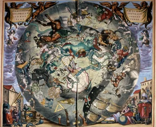 Darstellung der südlichen Hemisphäre von Cellarius. Buch aus dem 17. Jahrhundert.