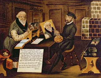 Der Künstler bei der Arbeit, Hans Sachs malend