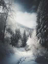 Verschneiter Waldweg