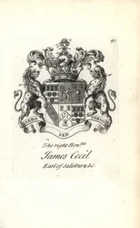 Wappen und Wappenschild des hochgeehrten James Cecil, 5. Earl of Salisbury