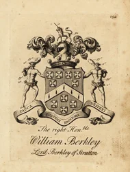 Wappen des hochverehrten William Berkley, Lord Berkley of Stratton, 4. Baron Berkeley of Stratton, gestorben 1741