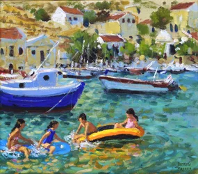 Spaß in Jollen, Symi, Griechenland