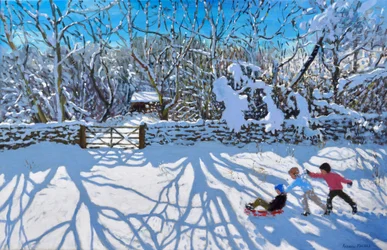 Schlittenfahren, Gambols Lane, Dovehead, High Peak, Derbyshire