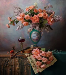 Romantische Rosen und Violine
