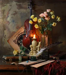 Romantisches Violin-Stillleben