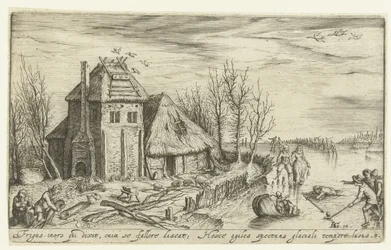 Winterlandschaft mit Schlittschuhläufern