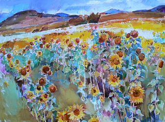 Goldene Sonnenblumenfelder