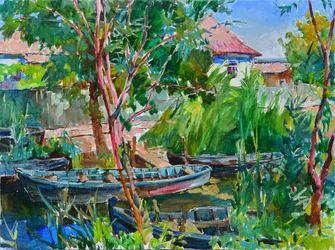 Ruhige Flussboote