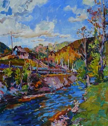 Lebendiges Bergflussdorf