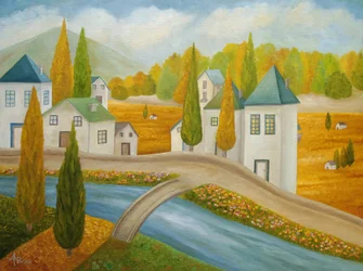 Charmantes Herbstdorf