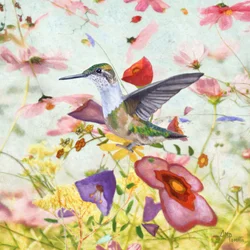 Kolibri unter Blumen