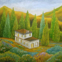 Haus auf toskanischem Hügel